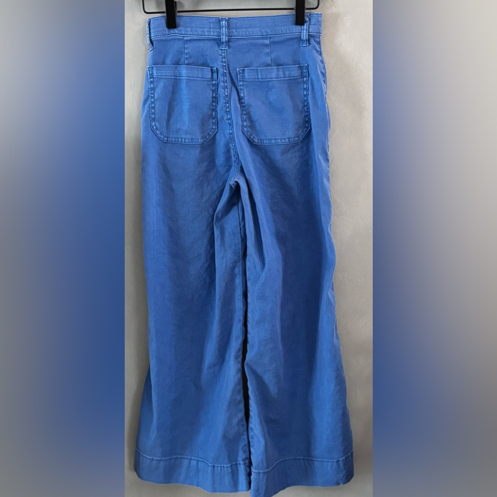 EVEREVE Blue Linen Blend Wide Leg Pants Size 25 Button Fly High Rise - Picture 2 of 8